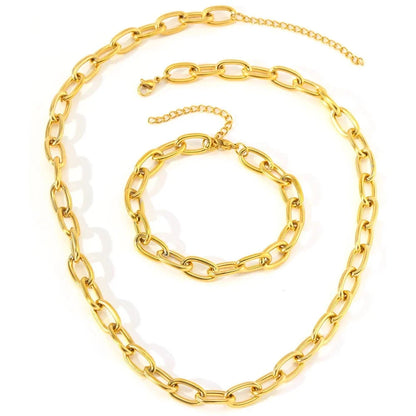Set minimalista de collar y pulsera de eslabones clip
