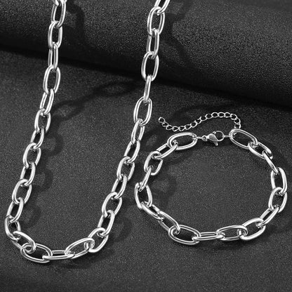 Set minimalista de collar y pulsera de eslabones clip