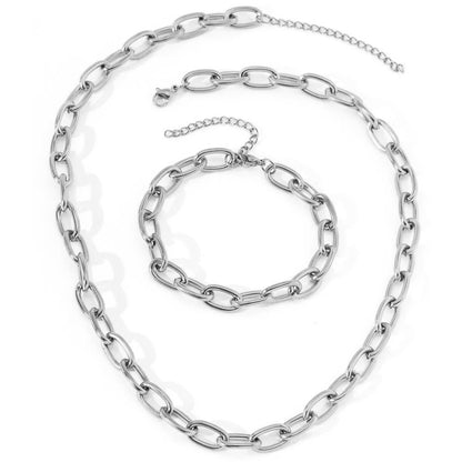 Set minimalista de collar y pulsera de eslabones clip