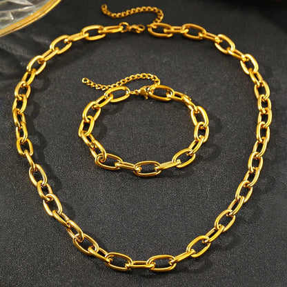 Set minimalista de collar y pulsera de eslabones clip