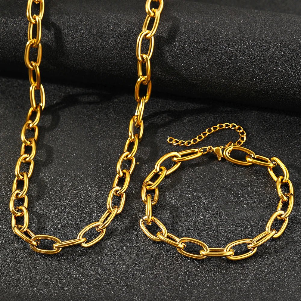 Set minimalista de collar y pulsera de eslabones clip